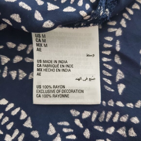 Charter Club Womens Blue Embroidered Blouse Size M 3/4 Sleeve V Neck Preppy - Picture 4 of 8